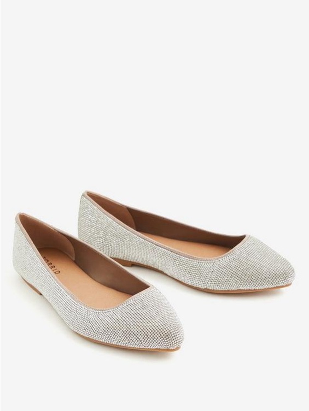 torrid Silver Crystal Pointed Ballet Flats